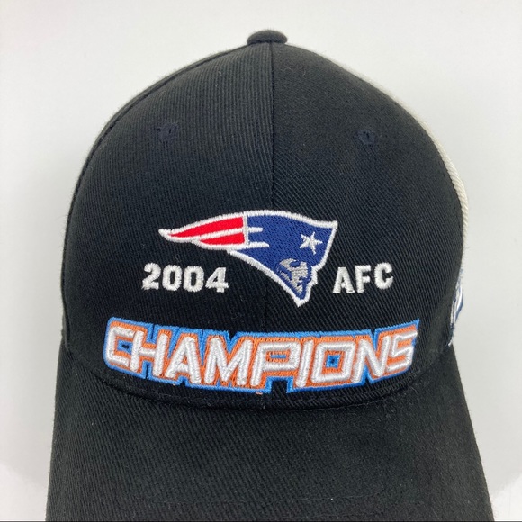 New England Patriots NFL 2004 AFC Champions Strapback Hat Black Embroidered Logo - Picture 6 of 11